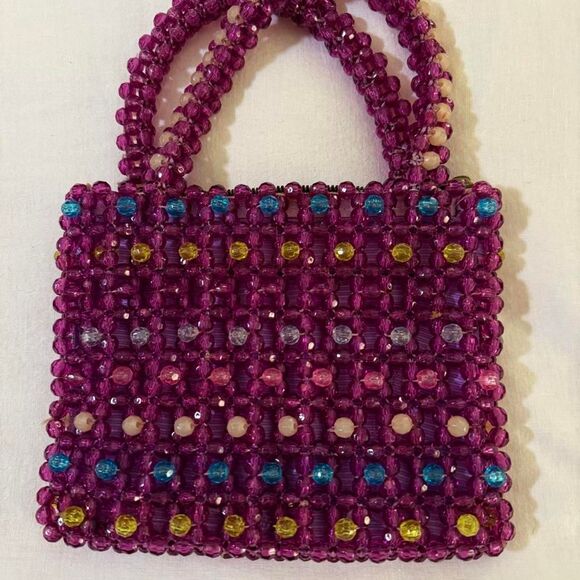 Source Unknown Handbags - Vintage 1960s Purple Beaded Mini Bag, Made in Italy